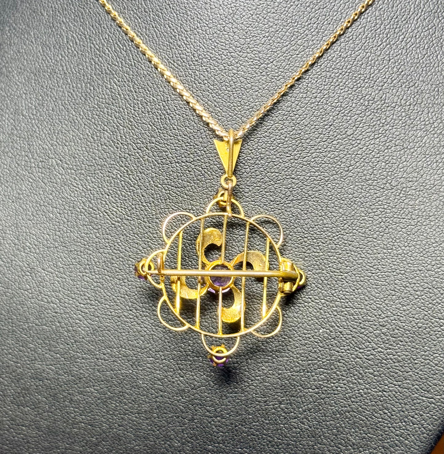 Amethyst and Seed Pearl Pendant, Brooch | Wills and Sons Australian 1900’s