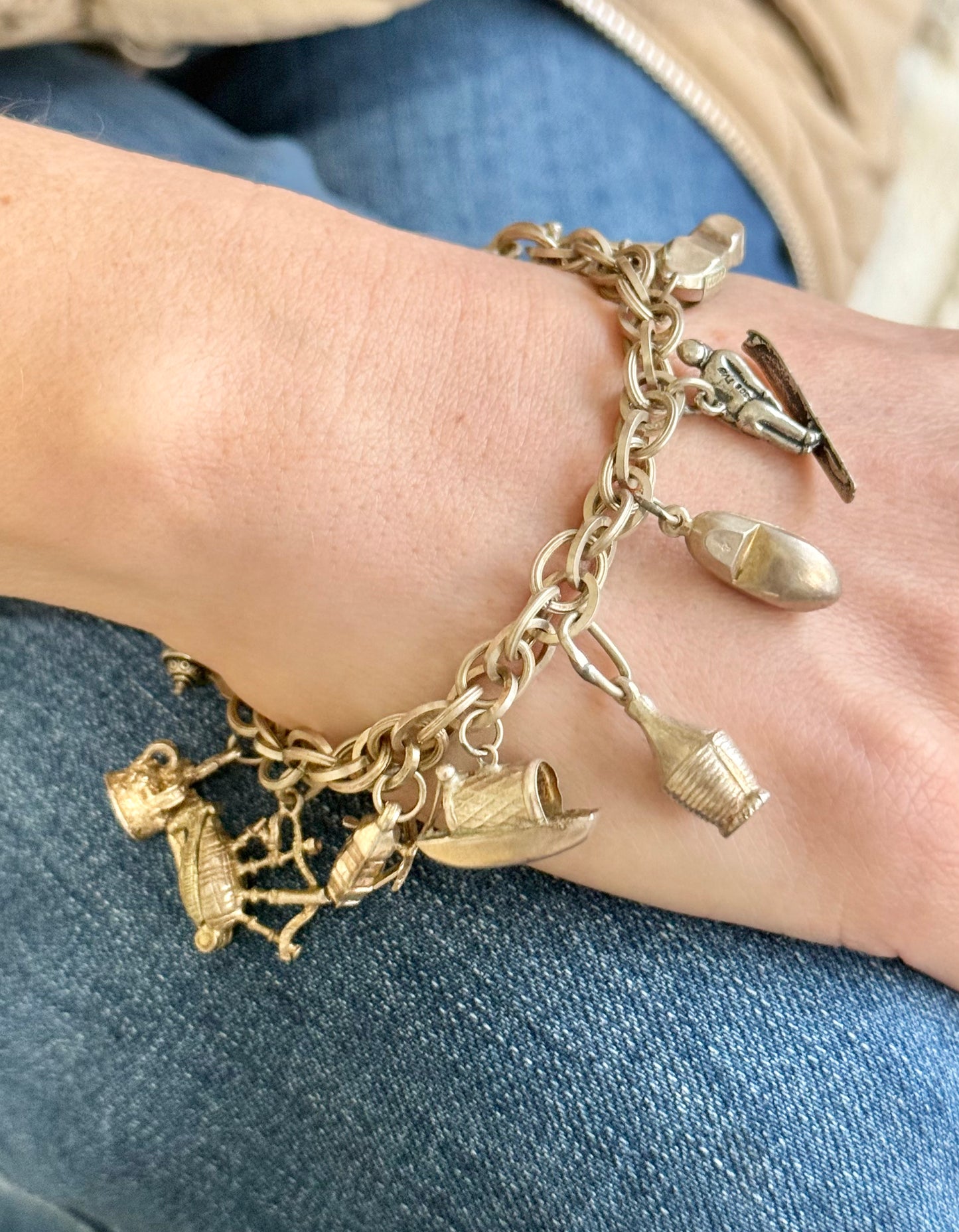 Multi-link Sterling Silver Charm Bracelet | Various European Charms