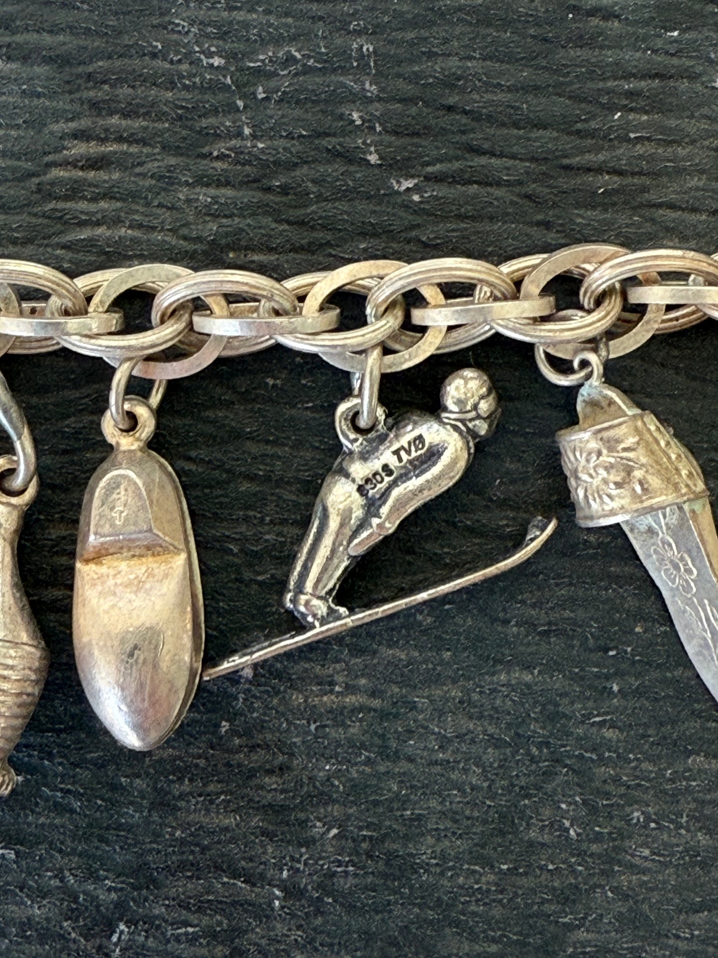 Multi-link Sterling Silver Charm Bracelet | Various European Charms