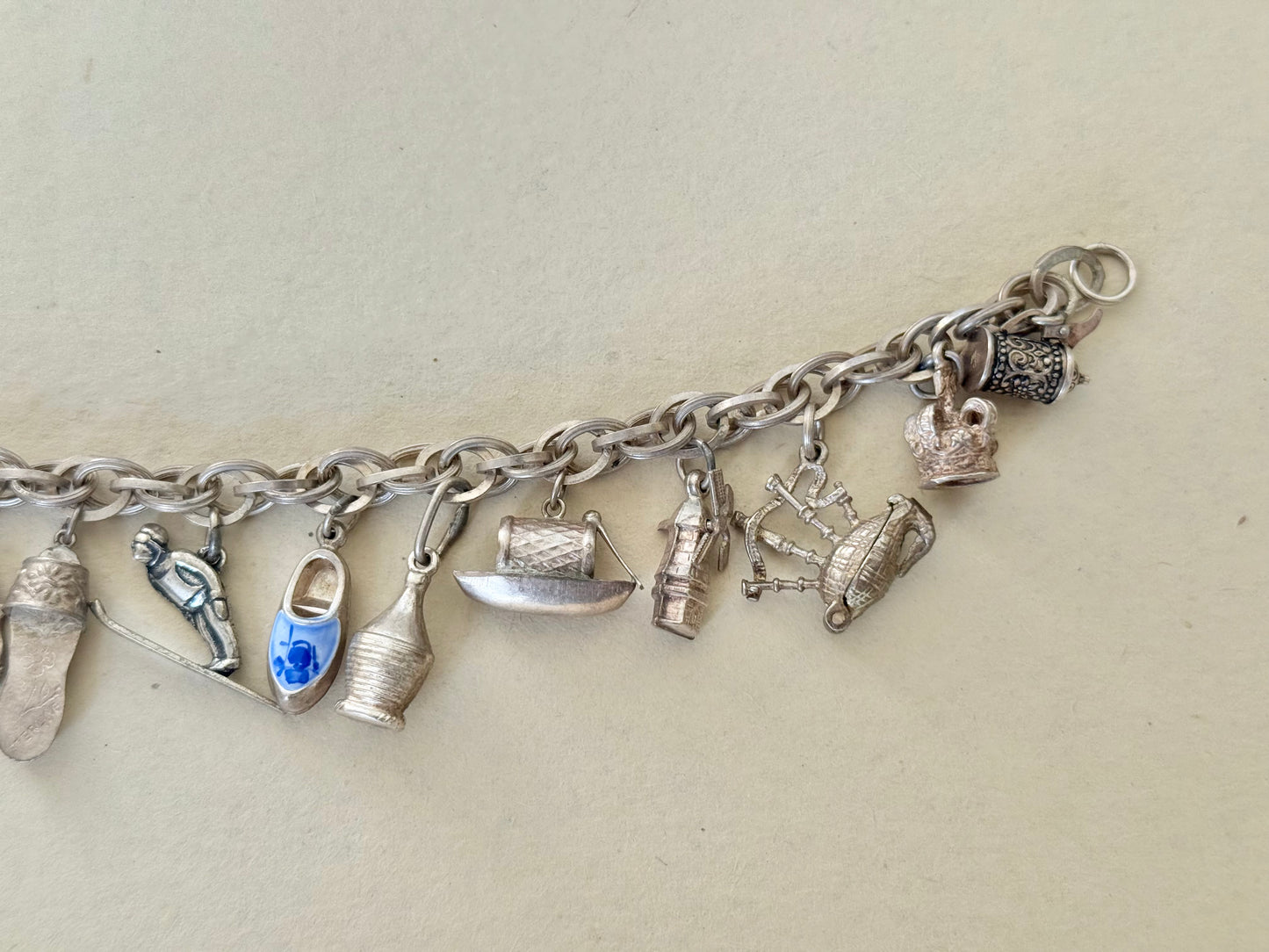 Multi-link Sterling Silver Charm Bracelet | Various European Charms