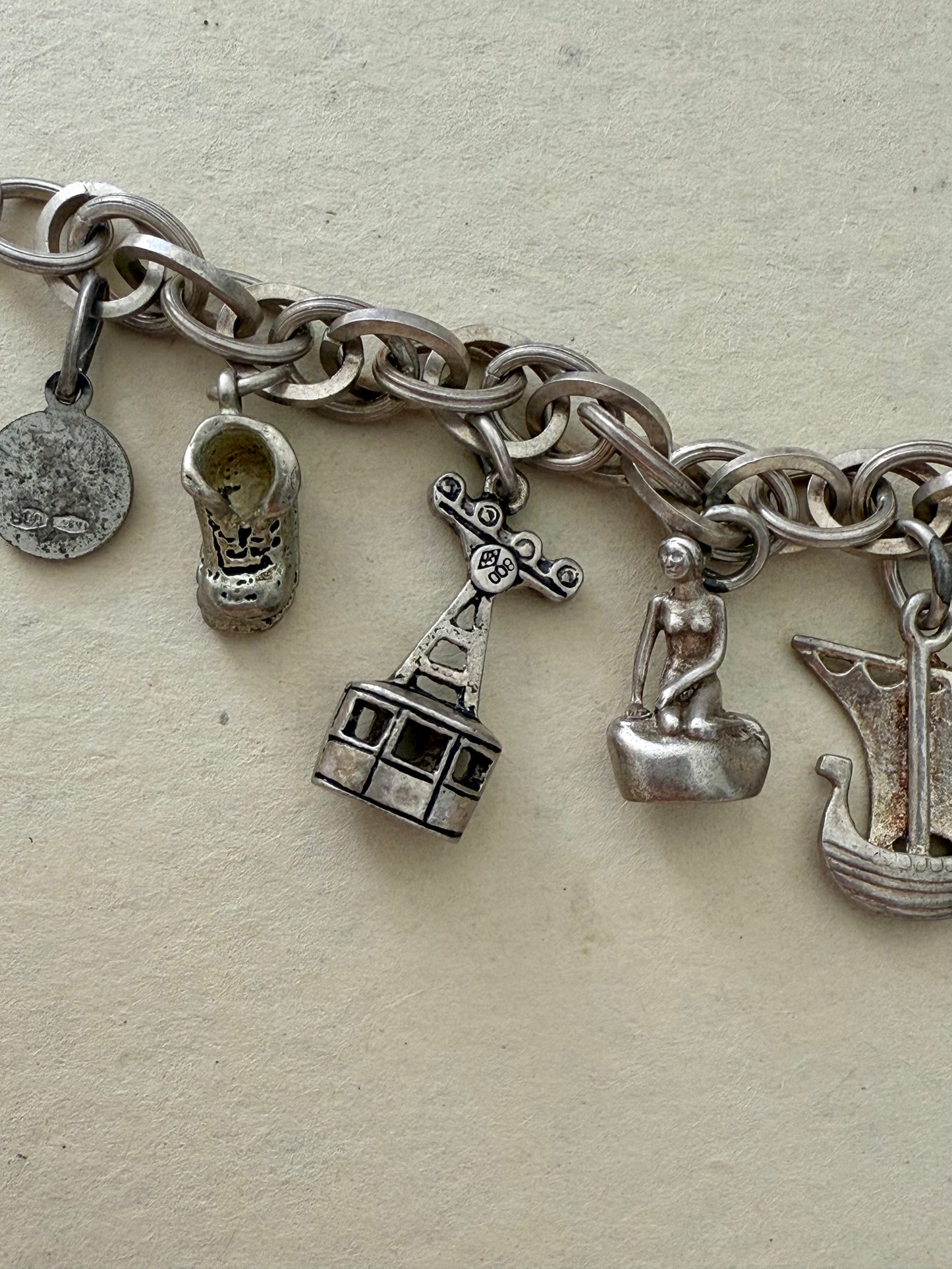 Multi-link Sterling Silver Charm Bracelet | Various European Charms
