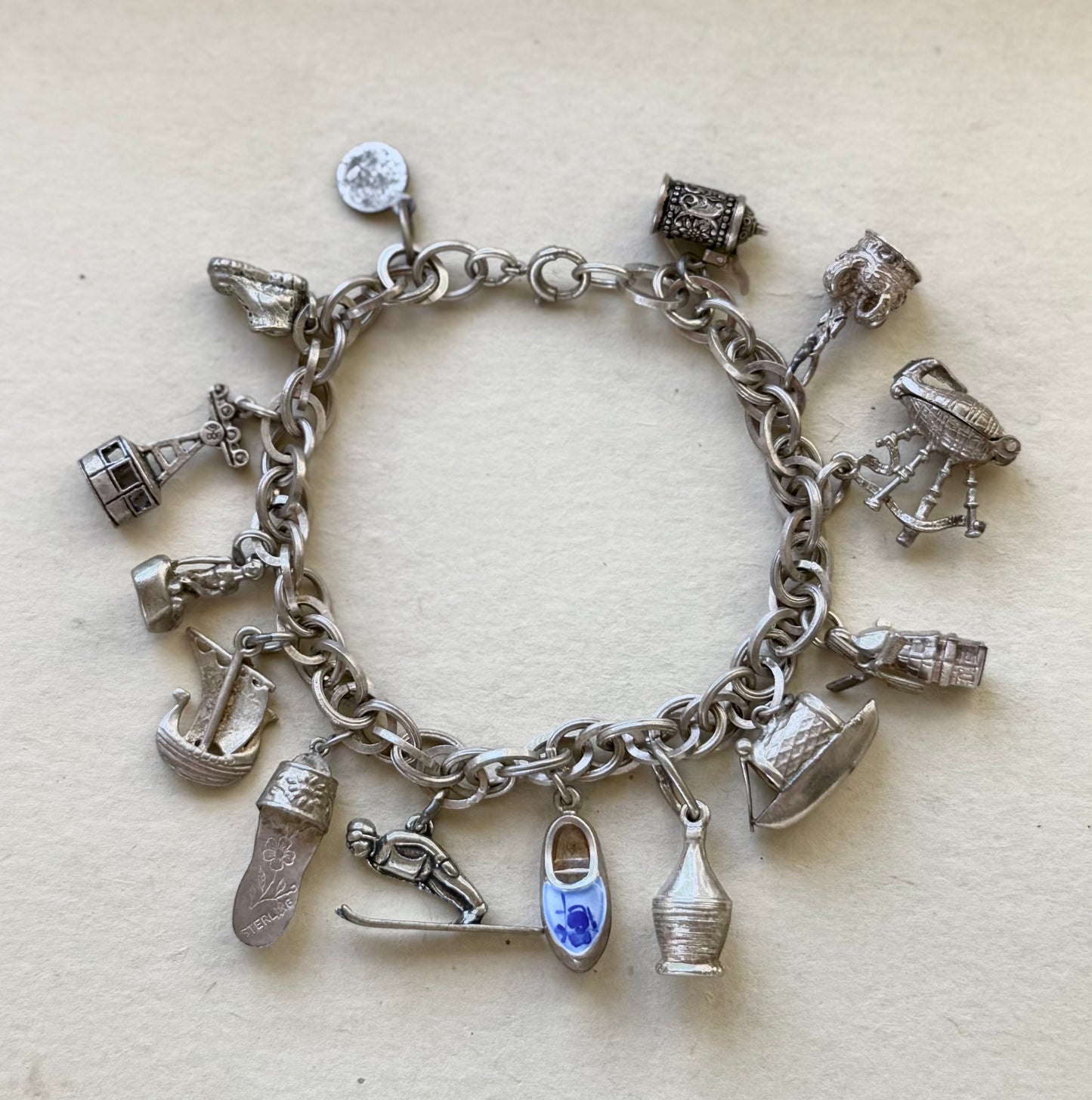 Multi-link Sterling Silver Charm Bracelet | Various European Charms