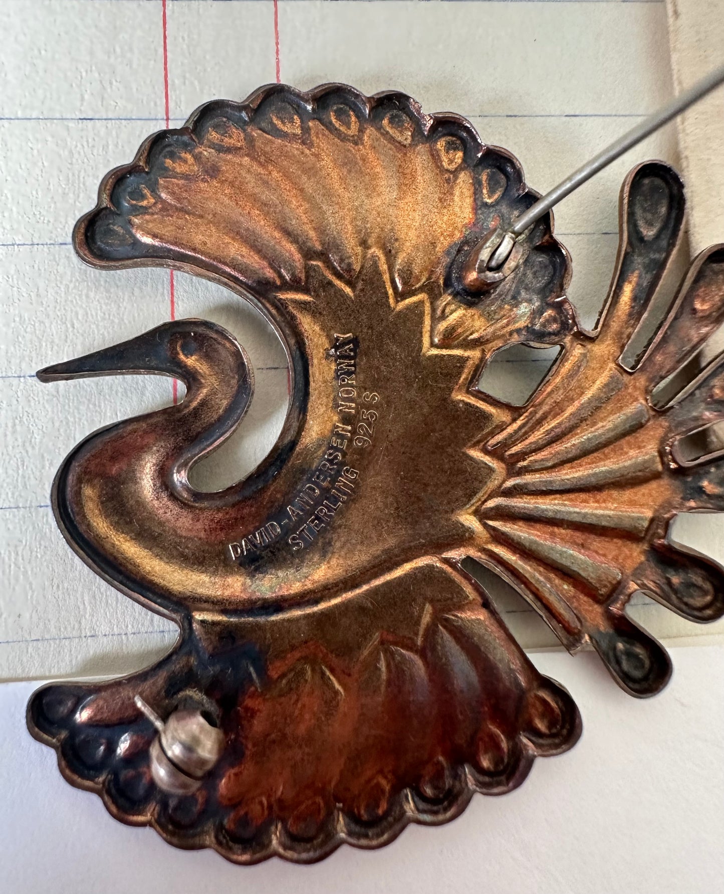 Guilloché enamel bird brooch - David Andersen | Norway