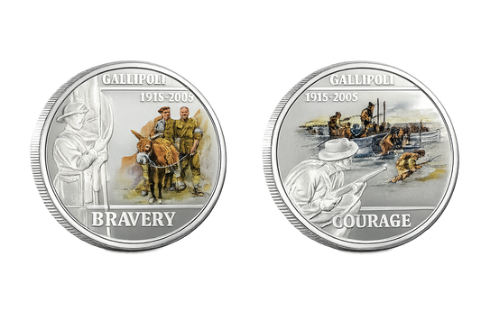 Australia 2005 Perth Mint $1 Gallipoli 90th Anniversary 2 x 1oz Silver Proof Coin Set