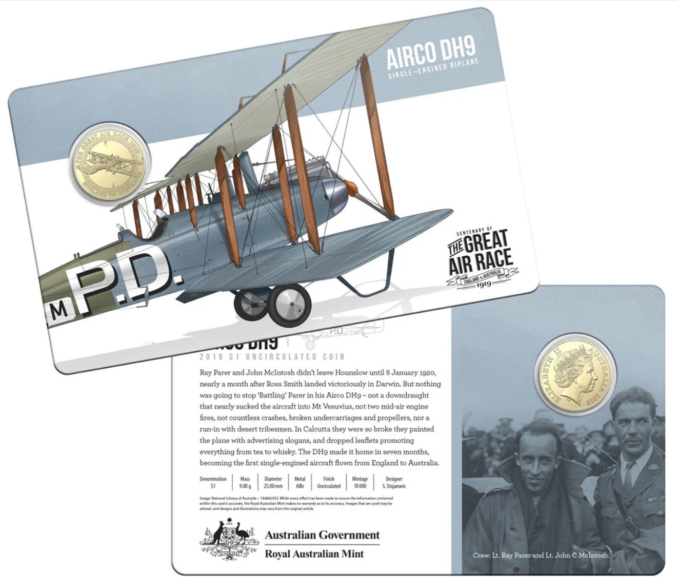 2019 England to Australia Great Air Race Eight-Coin Set
