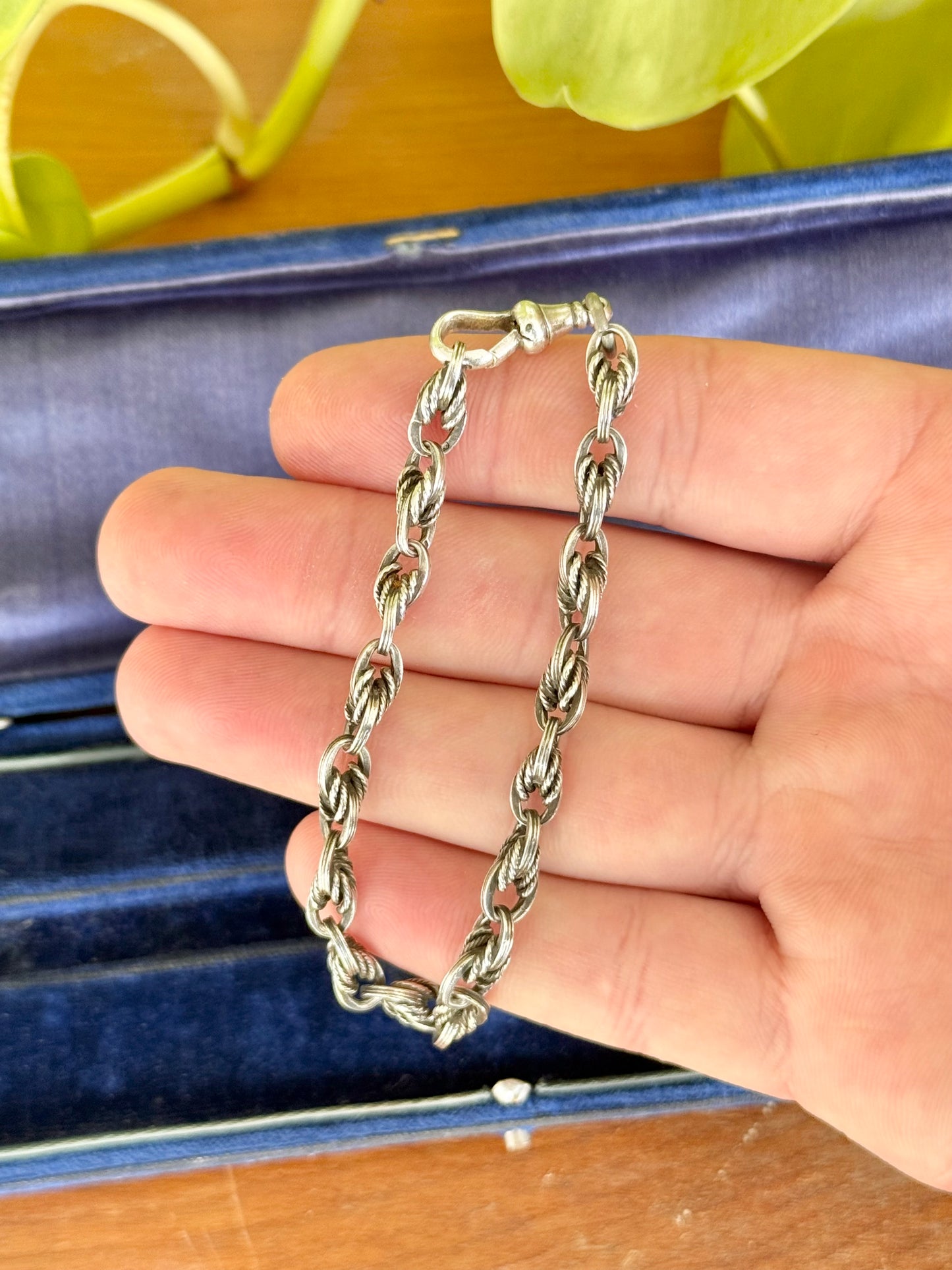 Victorian Sterling Silver Knotted Rope Link Bracelet | Albert Clasp Circa 1890’s