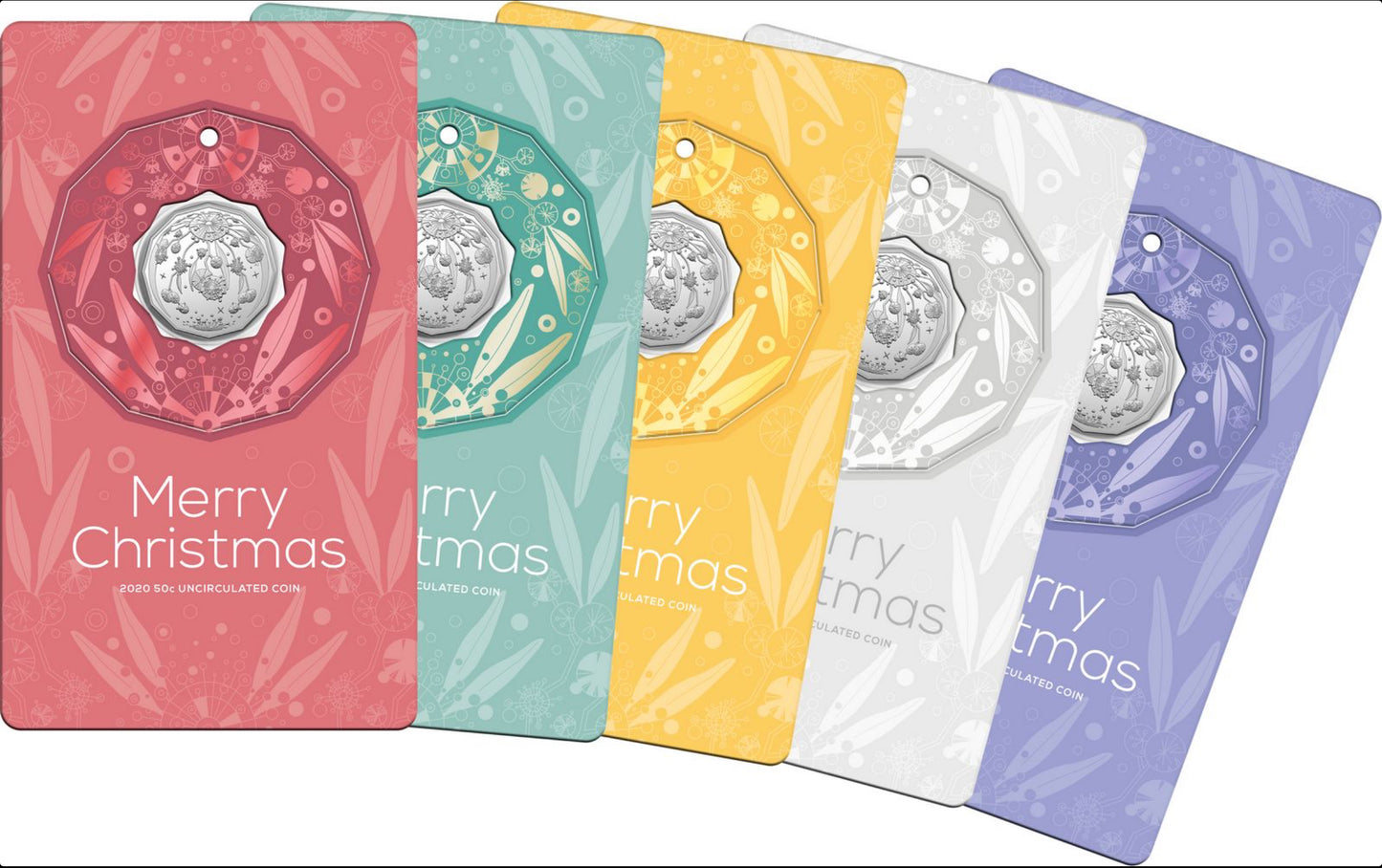 2020 Royal Australian Mint Christmas 5 Coin 50 Cent Set