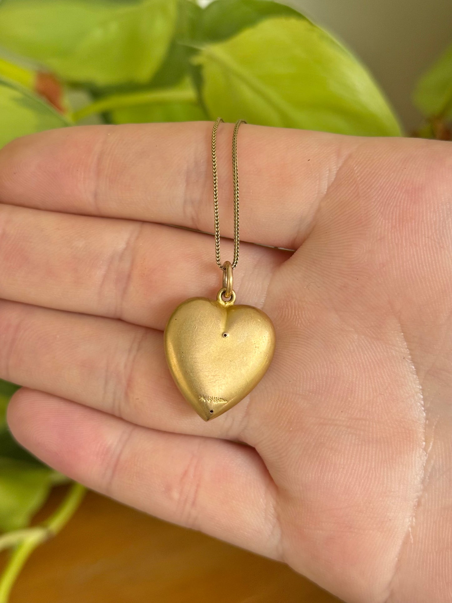 Antique Australian 9ct Bloomed Gold Heart Pendant with Rubies on Original Chain | Robert Rollason & Co. Ltd