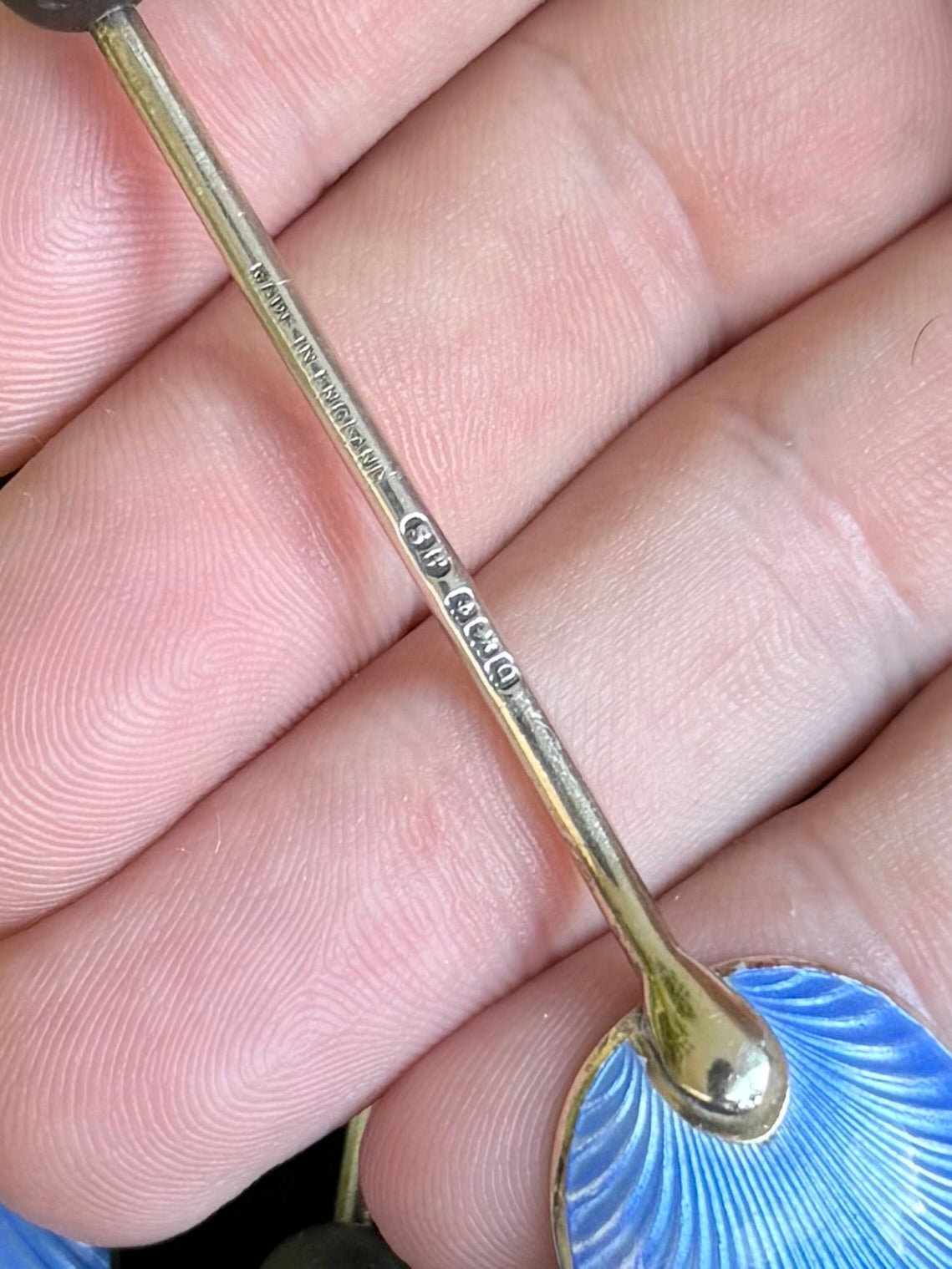 Antique Guilloché Enamel Sterling Silver Coffee Bean Spoon Set | Birmingham 1940