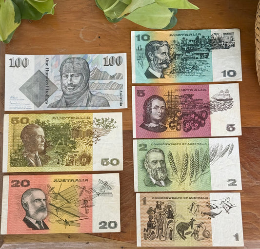 Pre-1996 Australian Banknote Set | Full Range, $100 to $1