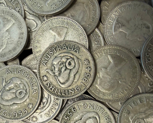Australian 50% Silver Shilling (1946–1963) – Random Date