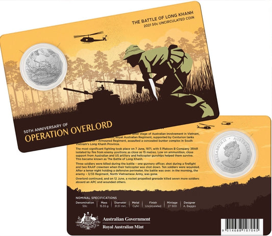 2021 Battle of Long Khanh 50th Anniversary 50 Cent Coin on Card