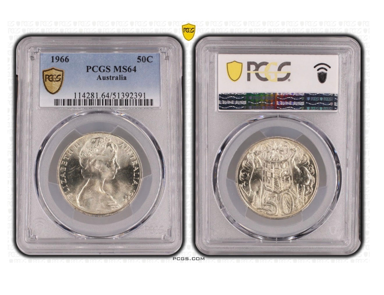 1966 Australian Round 50 Cent Silver Coin | PCGS MS64