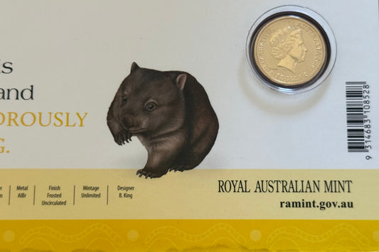 2016 Royal Australian Mint Australian Animal Alphabet 'W' for Wombat $1 Uncirculated Coin on Card