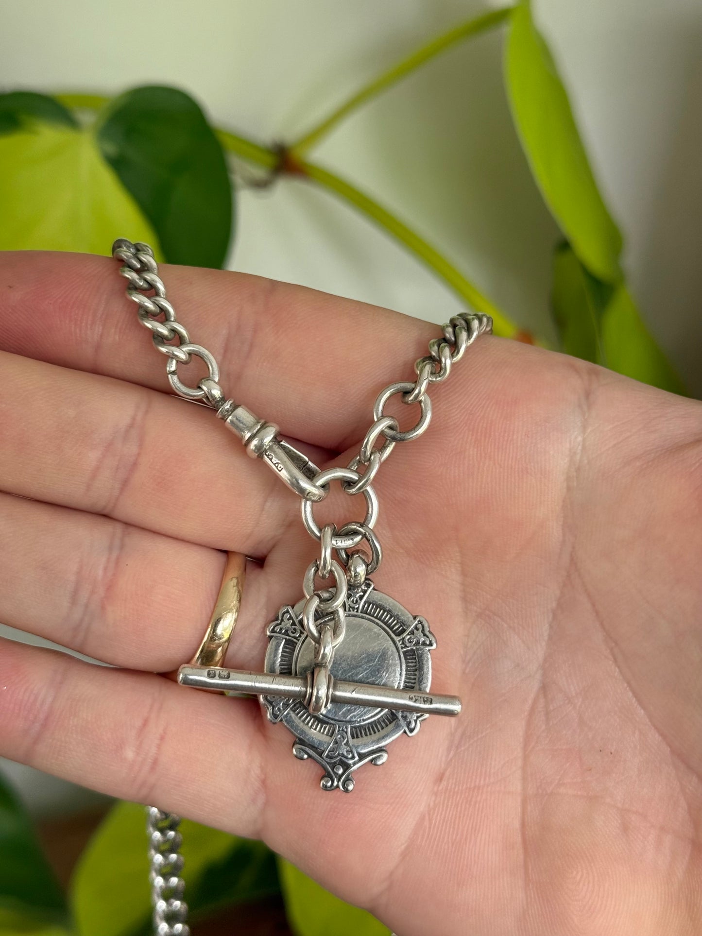 English Sterling Silver Fob Chain with Medal – Circa 1900s, Fully Hallmarked