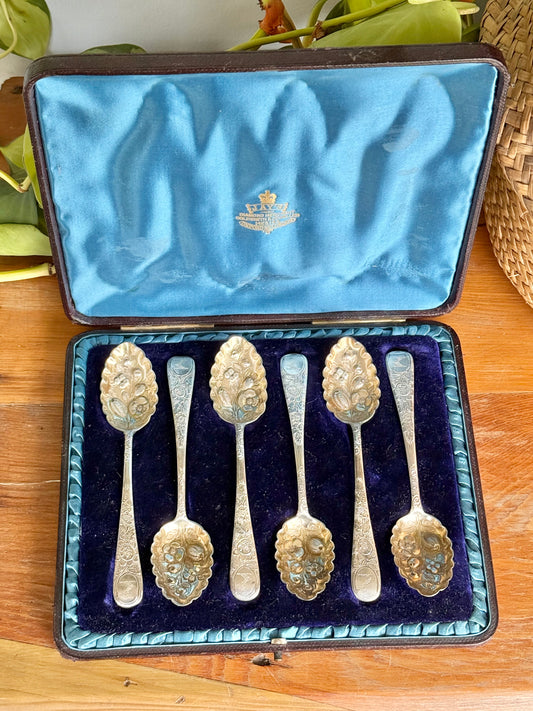 Hallmarked Sterling Silver Berry Tea Spoon Set | Exeter 1853