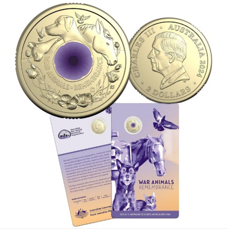 2024 War Animals Remembrance 'C' Mintmark $2 Coin on Card | Royal Australian Mint