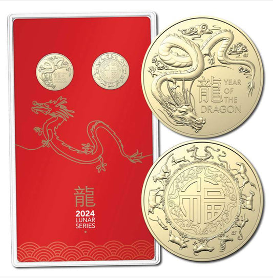 2024 Year of the Dragon Two $1 Coin Uncirculated Set | Royal Australian Mint