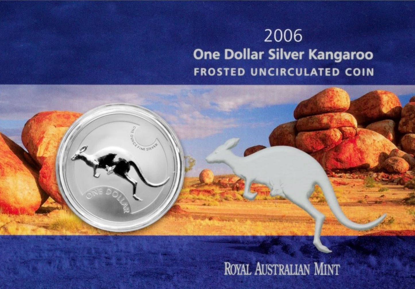 2006 Royal Australian Mint 1oz Silver Kangaroo Coin on Card
