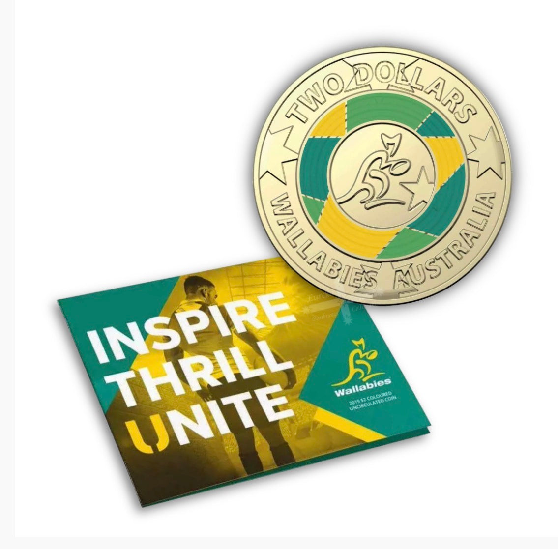 2019 Wallabies Coloured $2 Coin in Royal Australian Mint Folder