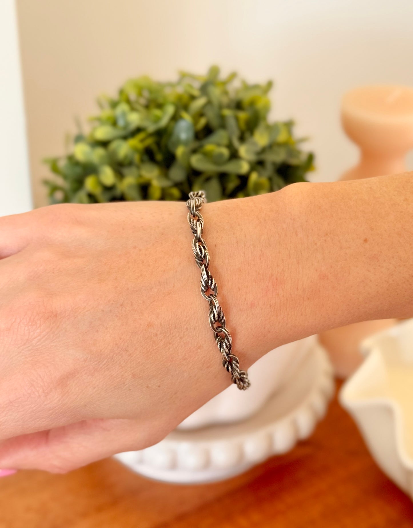 Victorian Sterling Silver Knotted Rope Link Bracelet | Albert Clasp Circa 1890’s
