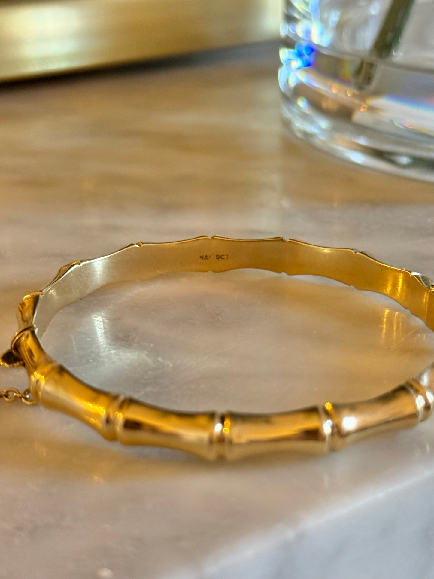 Vintage 9ct Gold Bamboo Bangle Bracelet, Australian