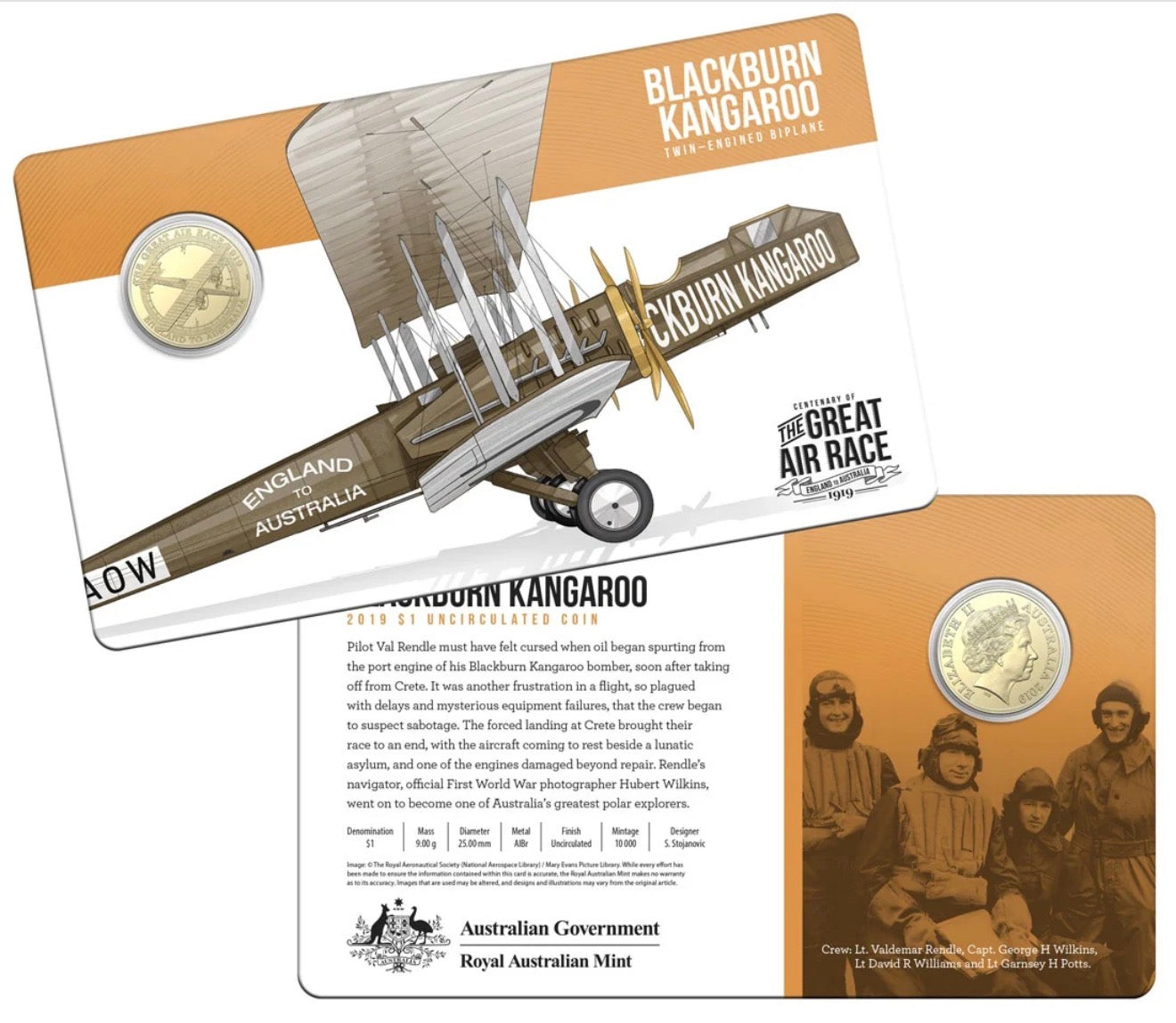 2019 England to Australia Great Air Race Eight-Coin Set