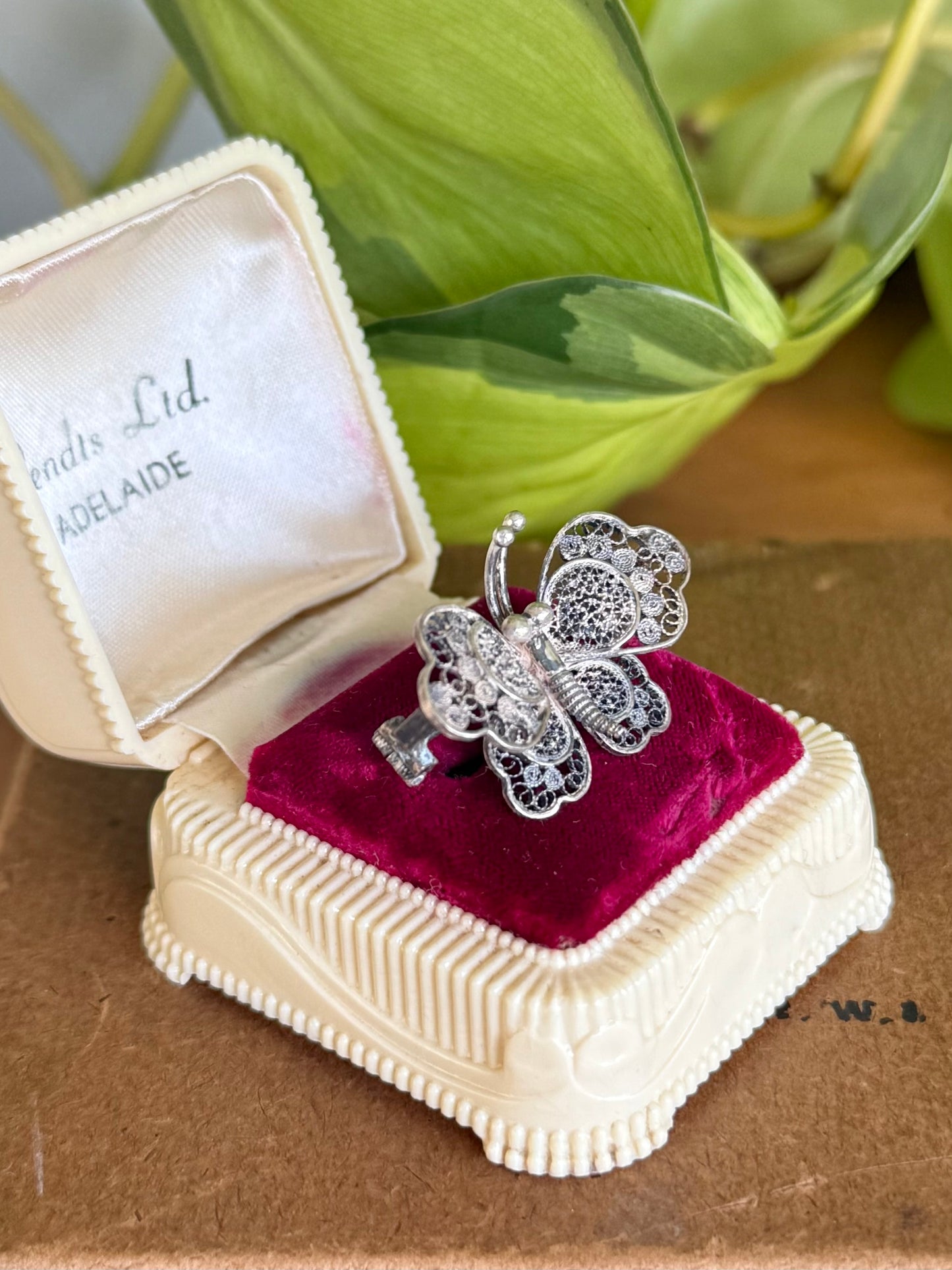 800 Silver Filigree Butterfly Brooch | Circa Mid-20th Century