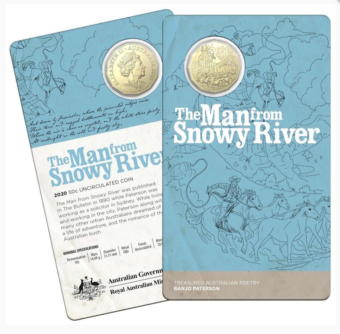 2020 Banjo Paterson Treasured Australian Poetry Three-Coin 50 Cent Boxed Set