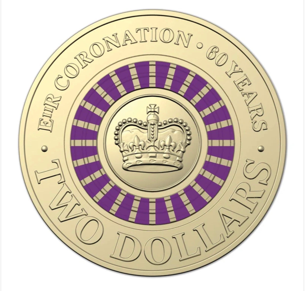 2013 $2 Queen Elizabeth II Coronation 60th Anniversary Coloured Coin – Circulated in Capsule