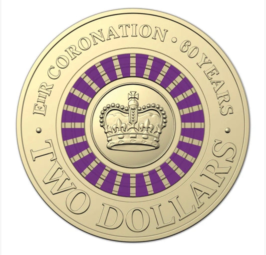 2013 $2 Queen Elizabeth II Coronation 60th Anniversary Coloured Coin – Circulated in Capsule