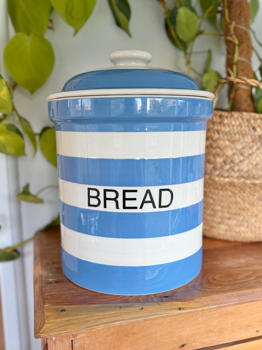 Vintage T.G. Green Cornishware Blue & White Bread Bin Canister 1950s