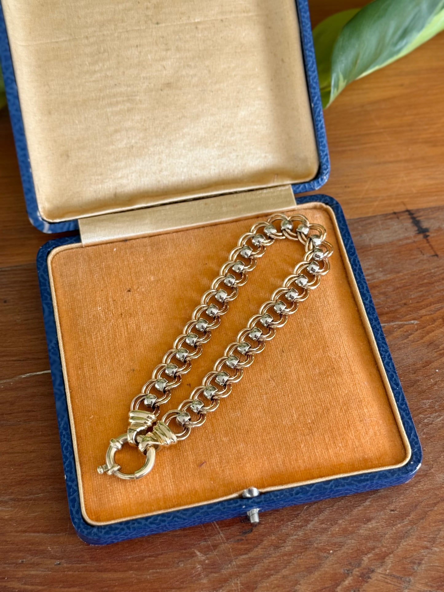 Heavy Solid 9ct Gold Bracelet | Two-Tone Fancy Link | Contemporary Design
