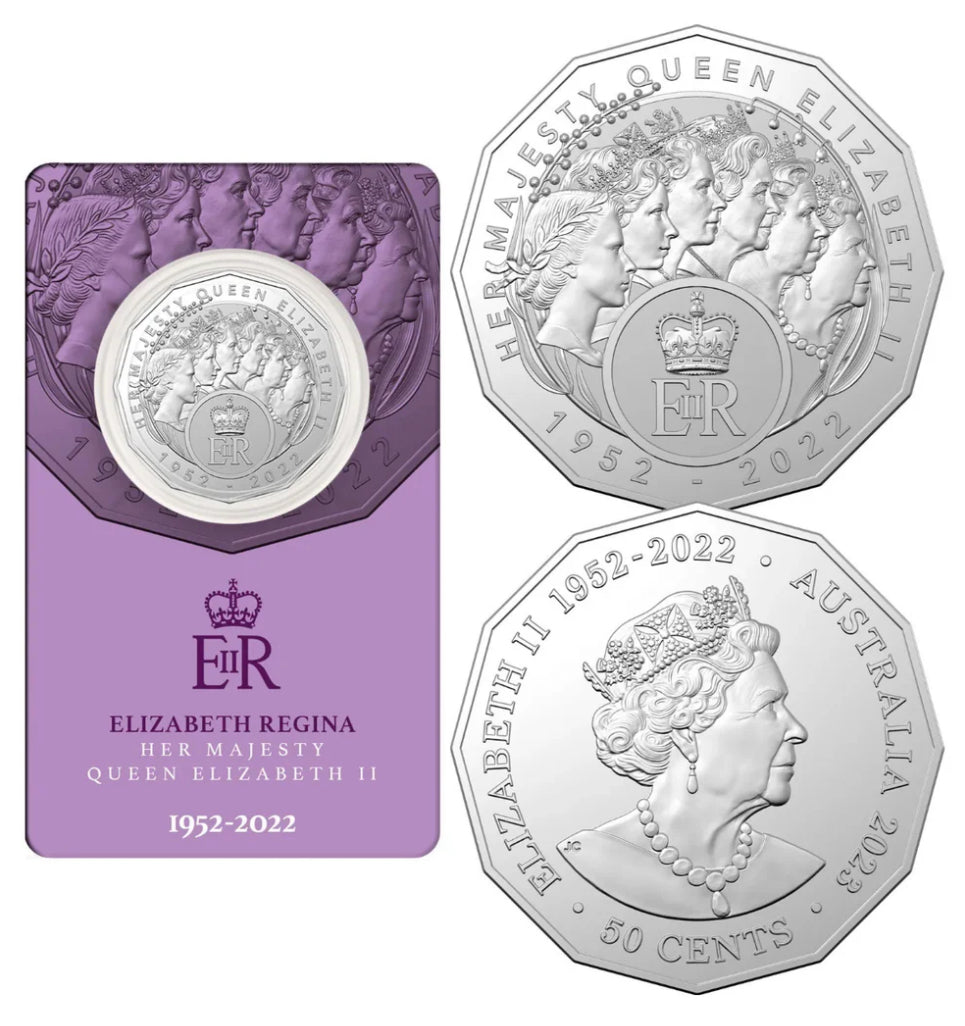 2023 Her Majesty Queen Elizabeth II 1952–2022 Commemorative 50 Cent Coin | Royal Australian Mint