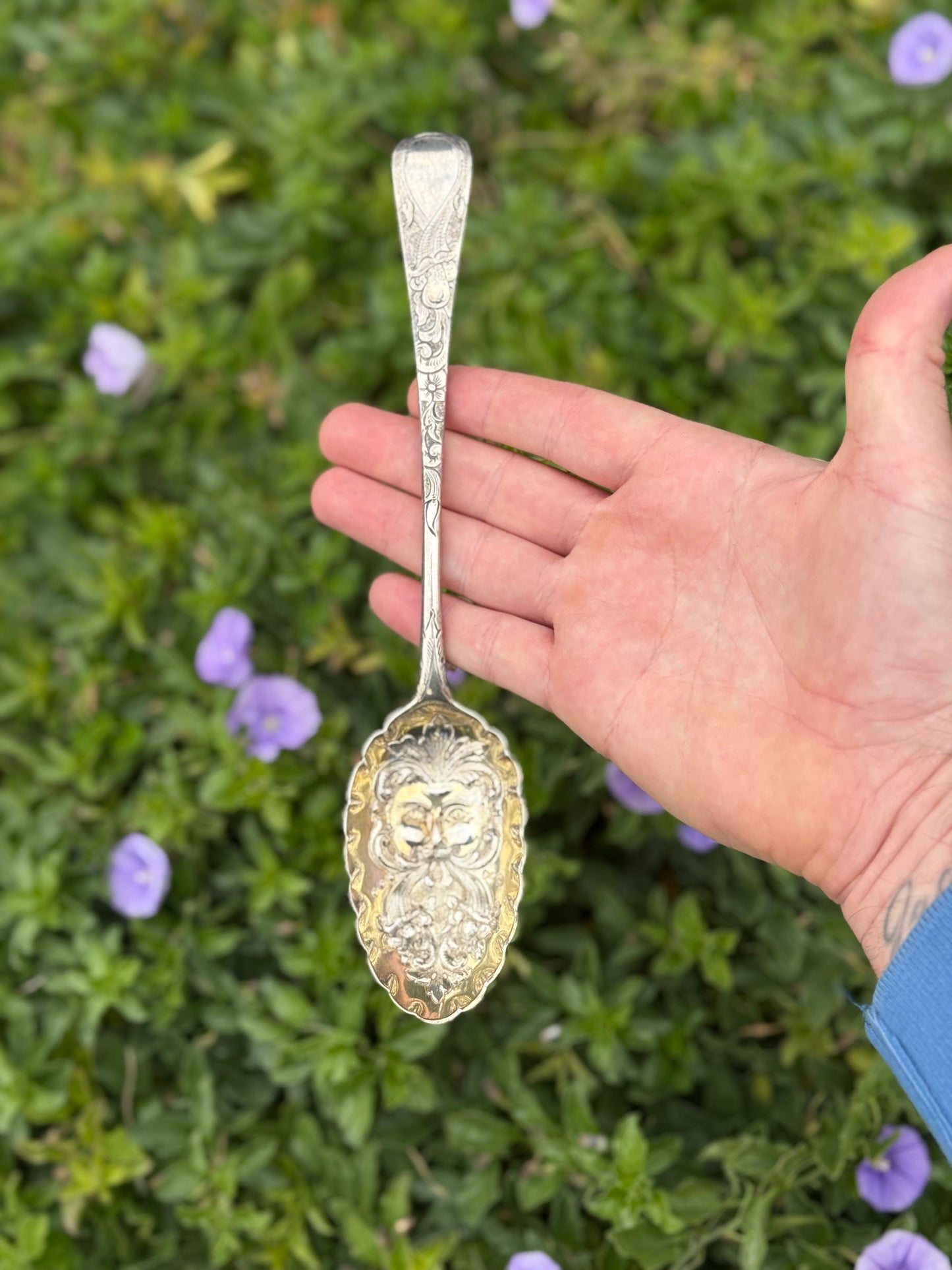 Hallmarked Silver 1798 - Jack the Green Repoussé Serving Spoon