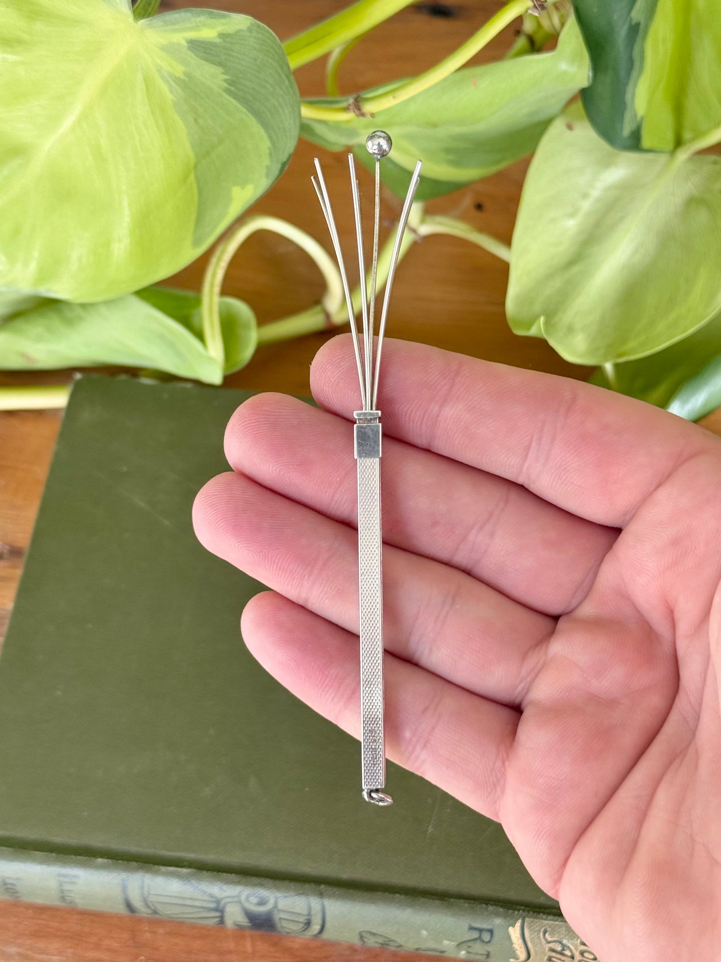 Hallmarked Sterling Silver retractable Cocktail Swizzel Stick | 1970 S J Rose & Son