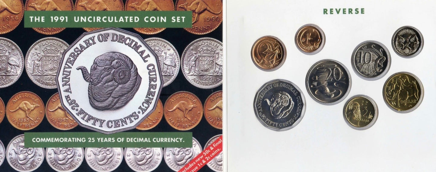 1991 Royal Australian Mint Uncirculated Coin Set – 25 Years of Decimal Currency