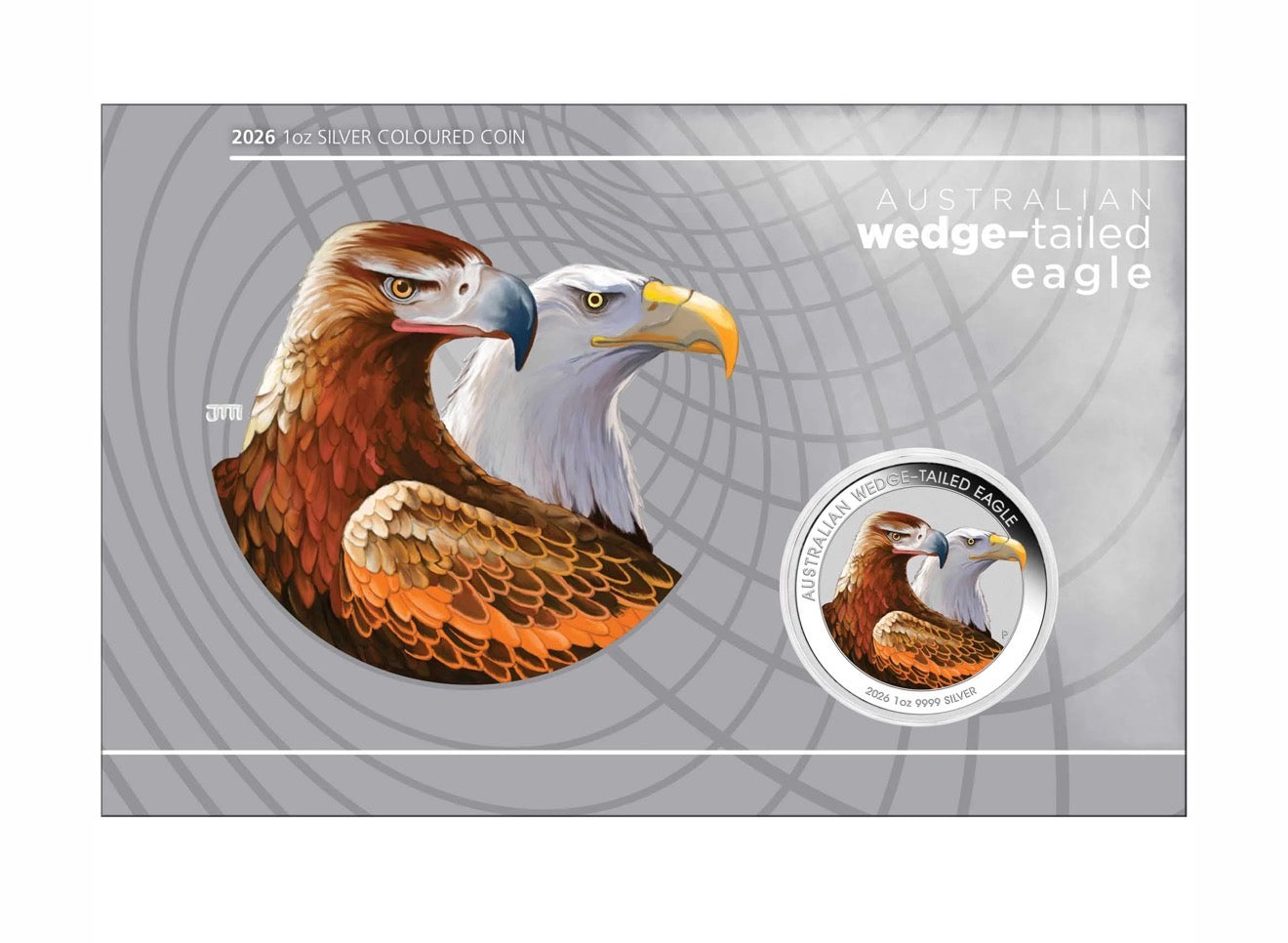 NEW - 2026 Perth Mint Wedge-Tailed Eagle 1oz Silver Coloured Coin, 2500 Mintage