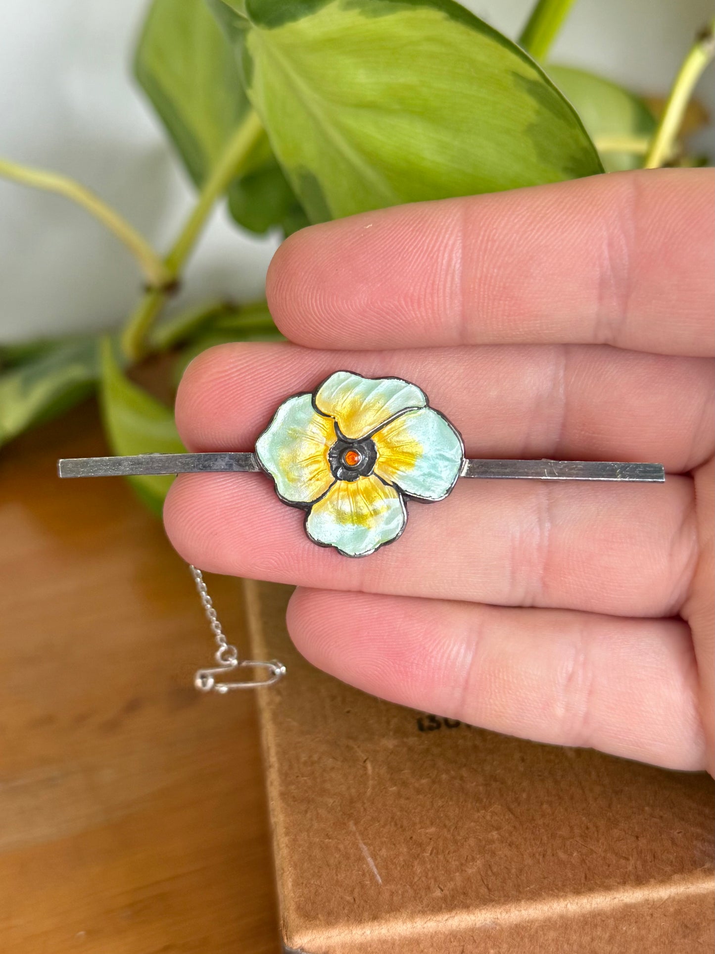 Circa 1900’s Sterling Silver Enamel Pansy Brooch | Edwardian Era | Excellent Condition