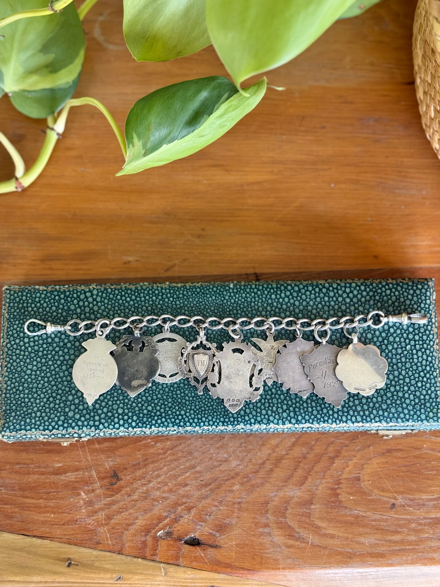 Sterling Silver Bracelet Featuring 9 Antique Hallmarked Fob Medals | Circa 1890 - 1920