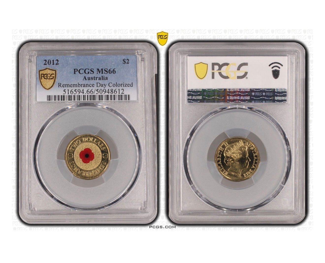 2012 Remembrance Day Red Poppy $2 Coin PCGS MS66 | High Certified Grade