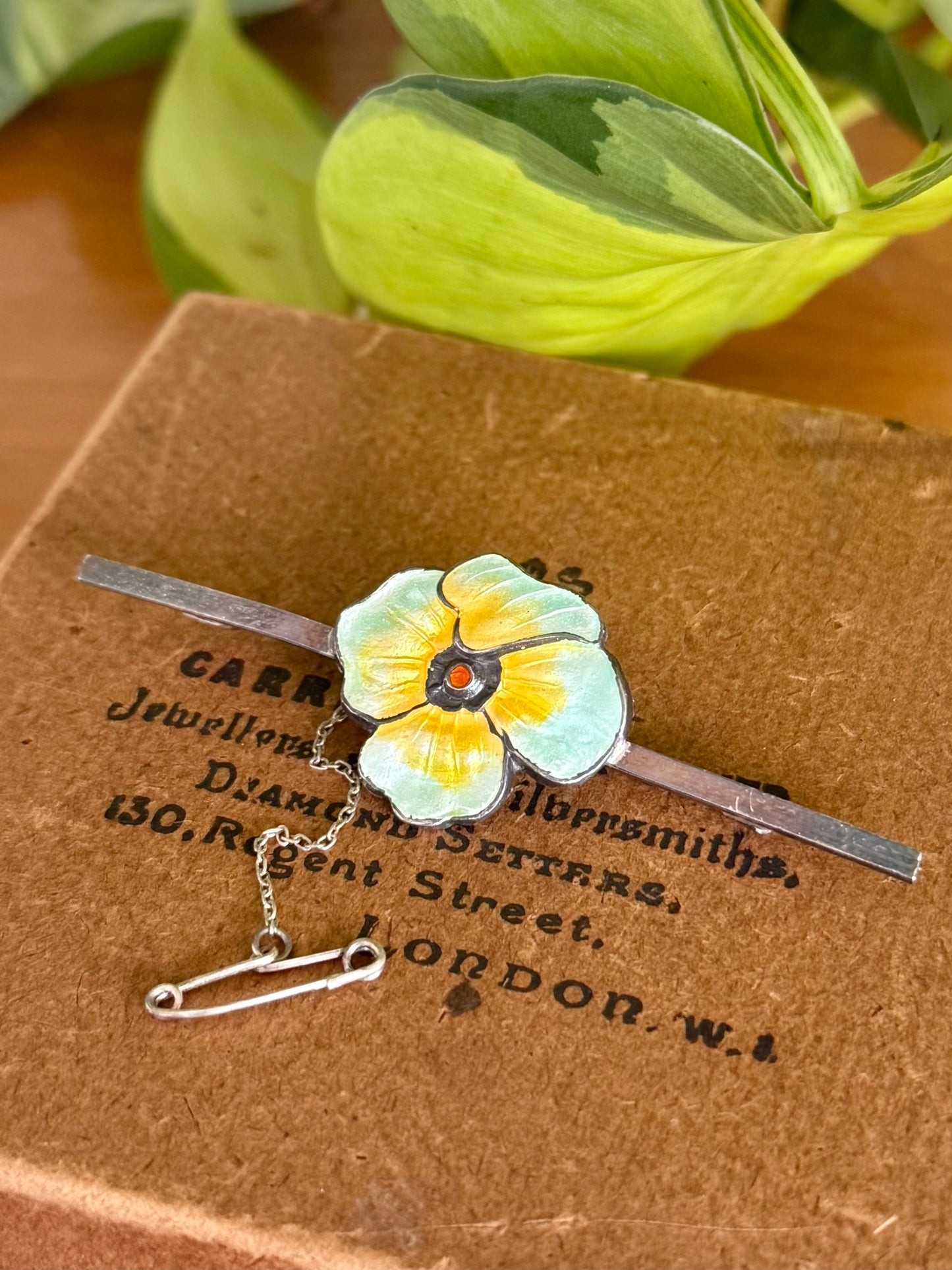 Circa 1900’s Sterling Silver Enamel Pansy Brooch | Edwardian Era | Excellent Condition