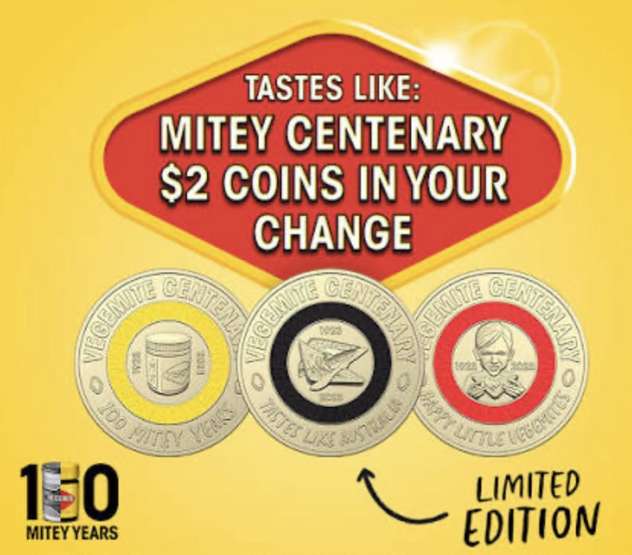 2023 Mystic Coin 100 Mitey Years of Vegemite $2 Uncirculated Collection