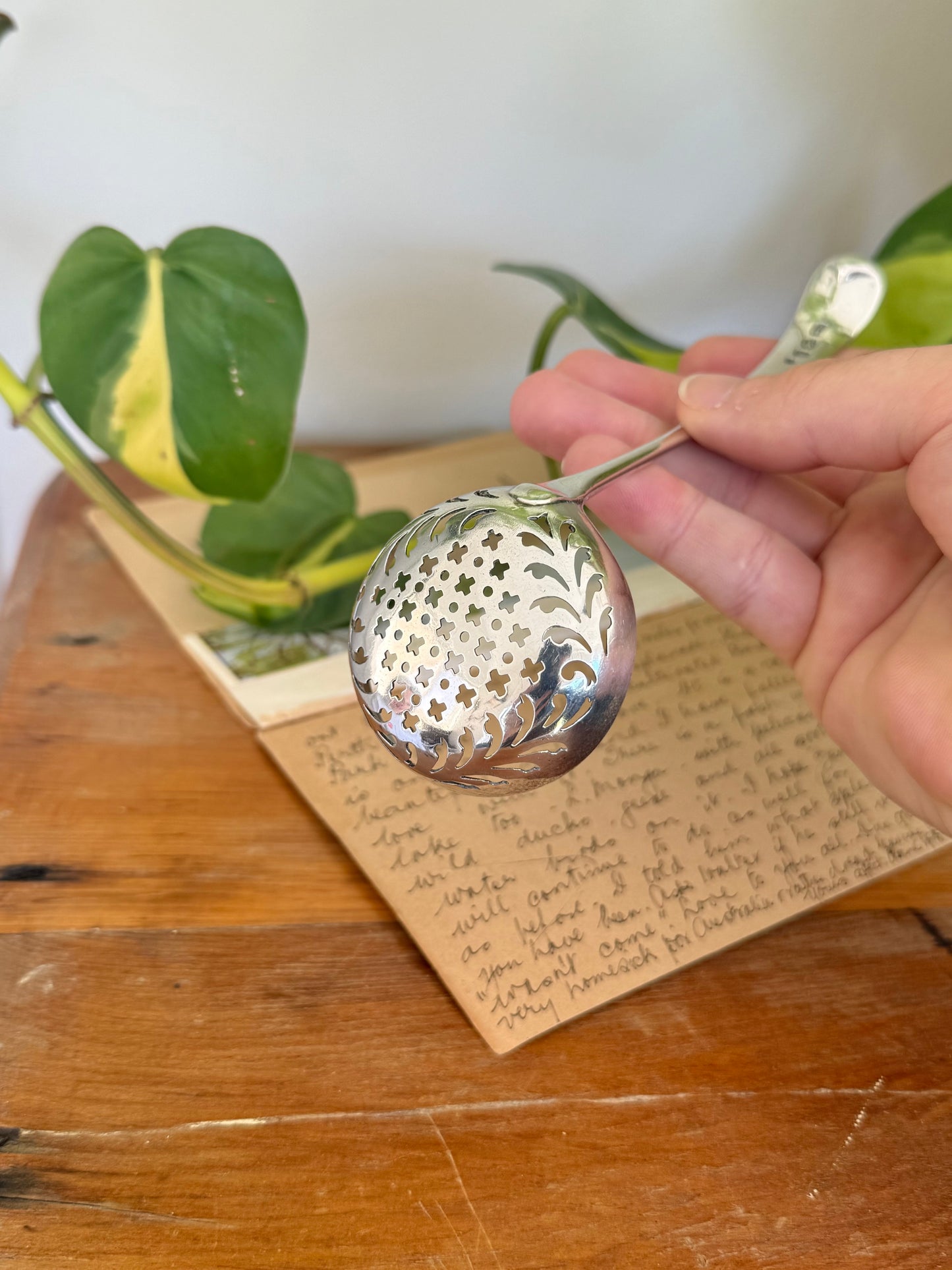 Georgian Sterling Silver Sugar Sifter Spoon with Heraldic Sea-Lion Crest – London 1785