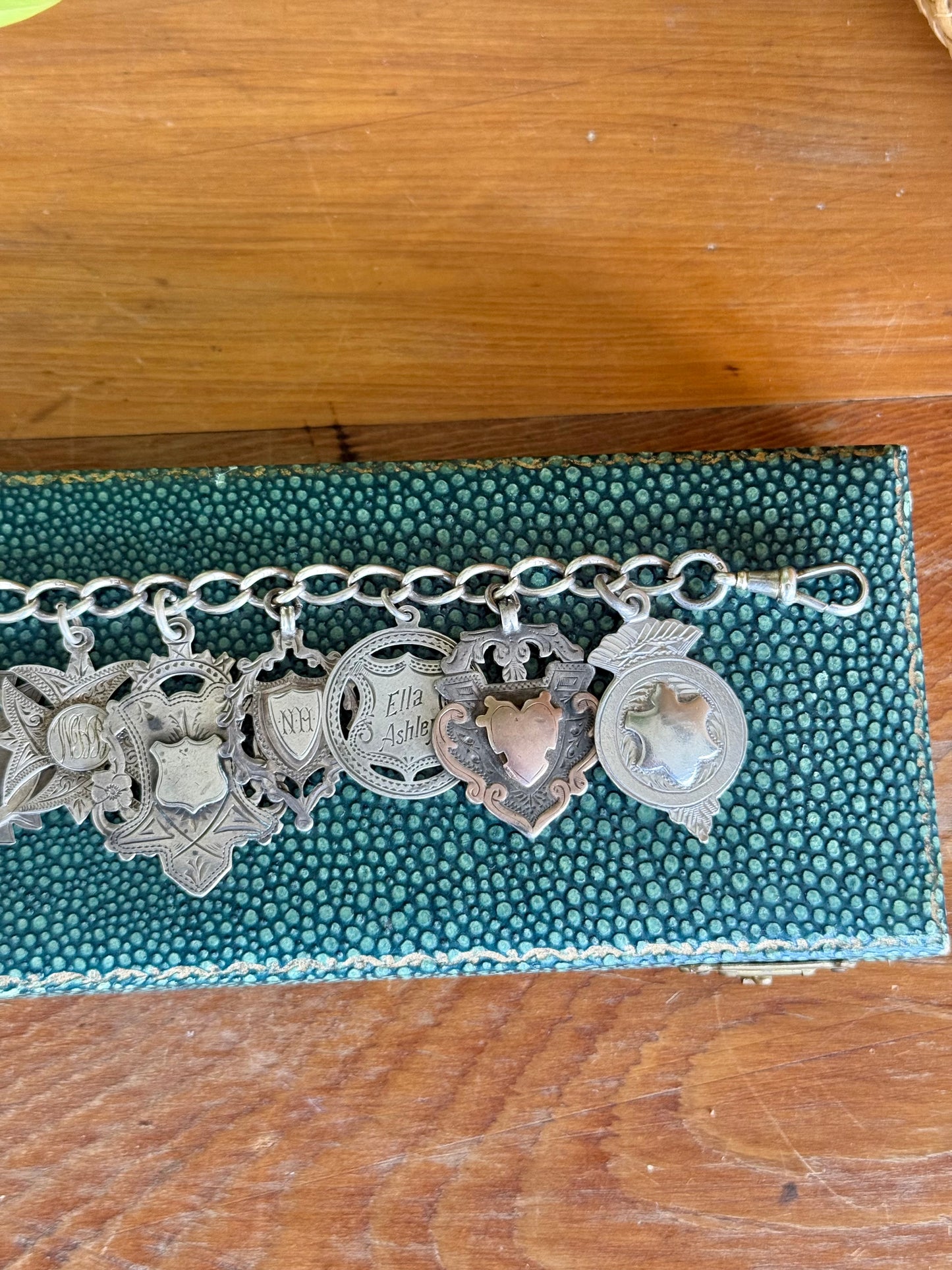 Sterling Silver Bracelet Featuring 9 Antique Hallmarked Fob Medals | Circa 1890 - 1920