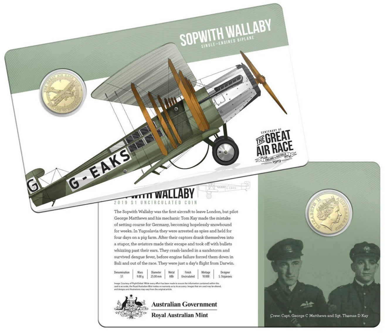 2019 England to Australia Great Air Race Eight-Coin Set