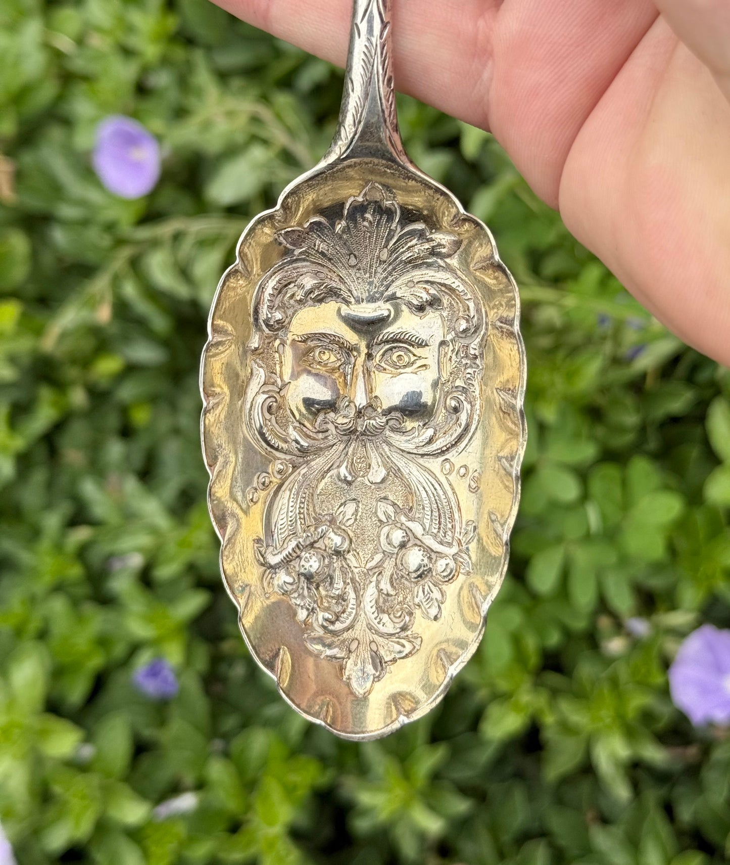 Hallmarked Silver 1798 - Jack the Green Repoussé Serving Spoon
