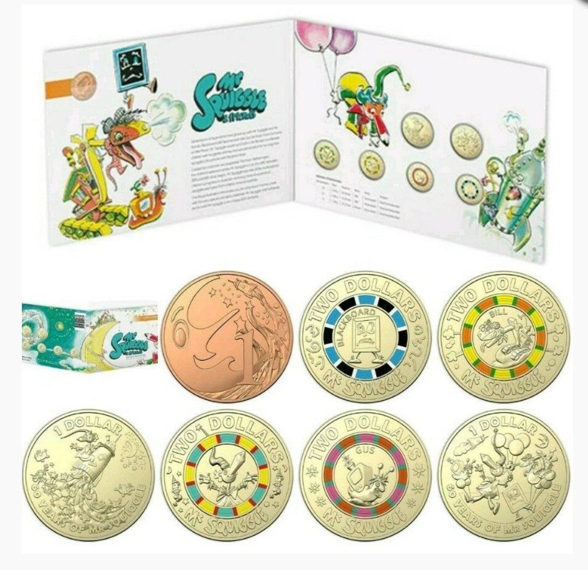 2019 Royal Australian Mint Mr. Squiggle 7 Coin Collection
