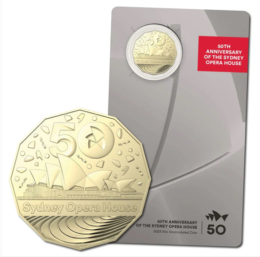2023 50th Anniversary of the Sydney Opera House 50 Cent Coin on Card | Royal Australian Mint