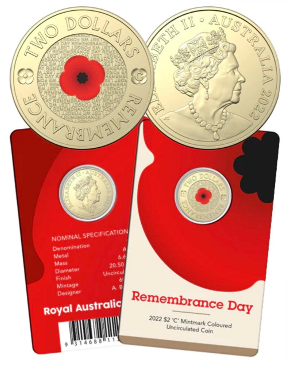 2022 Remembrance Day 'C' Mintmark $2 Coin on Card | Royal Australian Mint